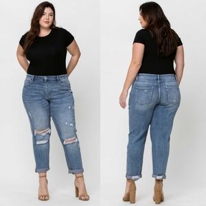 🆕Women's PLUS SIZE Vervet By Flying Monkey Boyfriend Fit Distressed Jeans